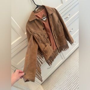 Vintage genuine leather fringe jacket